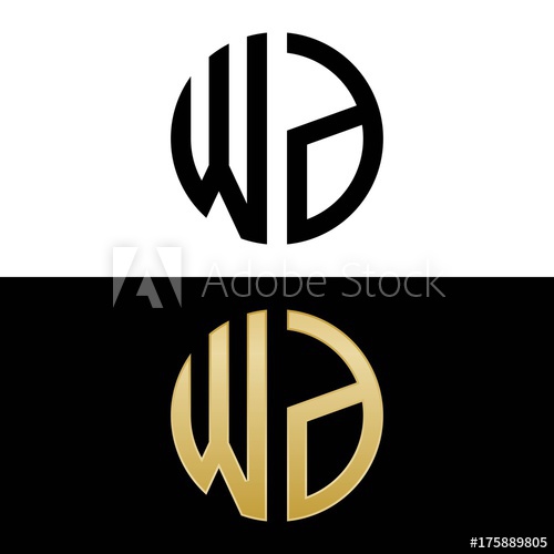 500x500 Wd Initial Logo Circle Shape Vector Black And Gold