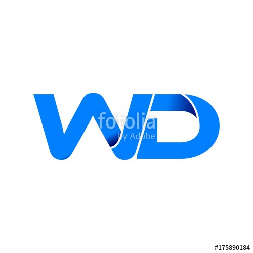 500x500 Wd Logo Initial Logo Vector Modern Blue Fold Style Stock Image