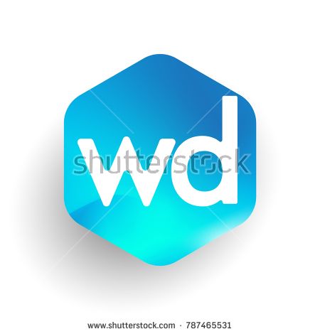 450x470 Letter Wd Logo In Hexagon Shape And Colorful Background, Letter