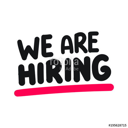 500x500 We Are Hiring Vector Hand Drawn Lettering Illustration On White