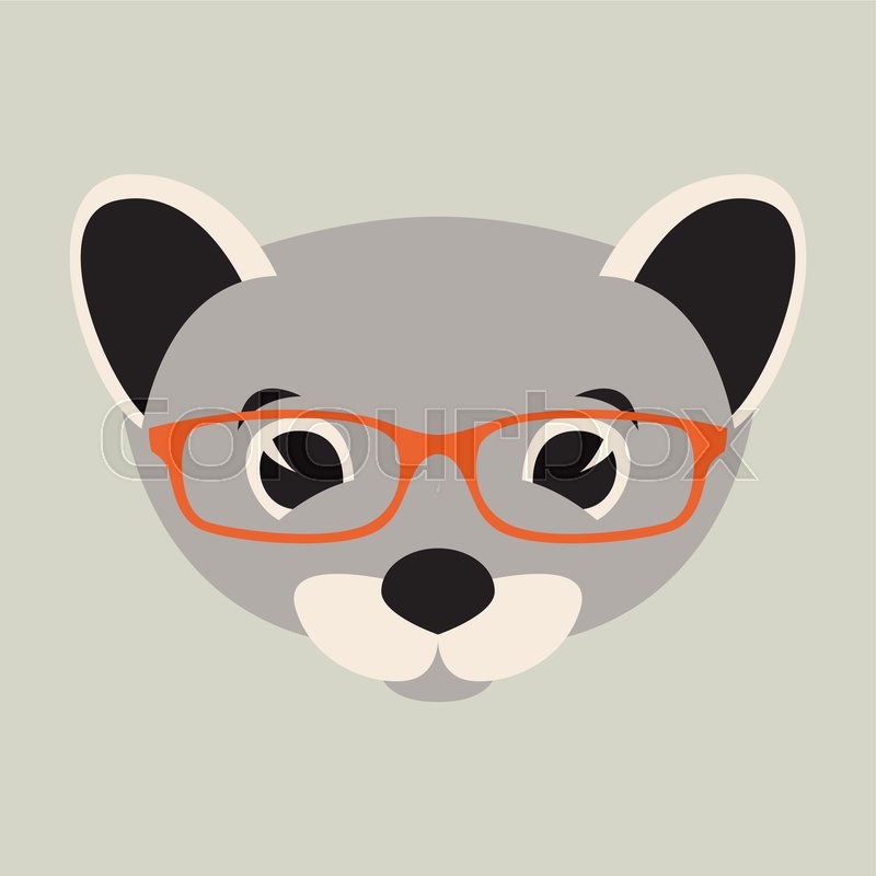 800x800 Weasel Face In Glasses, Vector Stock Vector Colourbox
