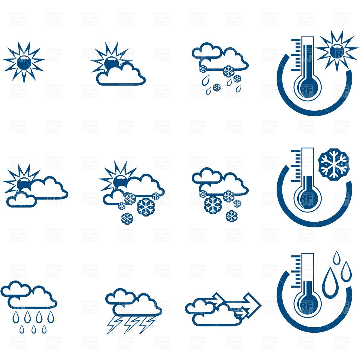 1200x1200 Simple Weather Forecast Icons Vector Image Of Icons And Emblems
