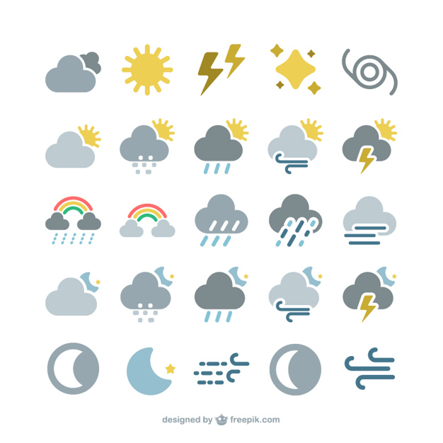 626x626 Weather Forecast Icons Vector Free Download