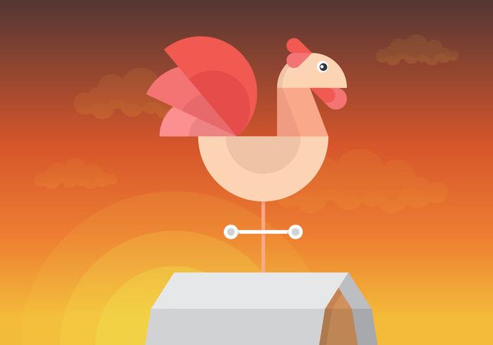 700x490 Weather Vane With Rooster Weathercock Vector Illustration