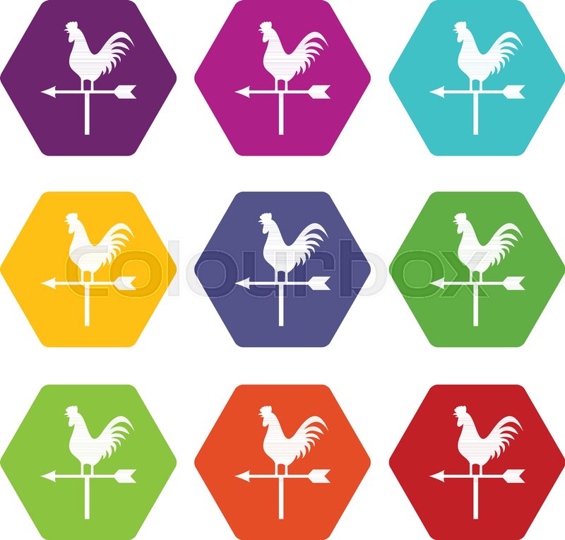 800x764 Weather Vane With Cock Icon Set Many Stock Vector Colourbox