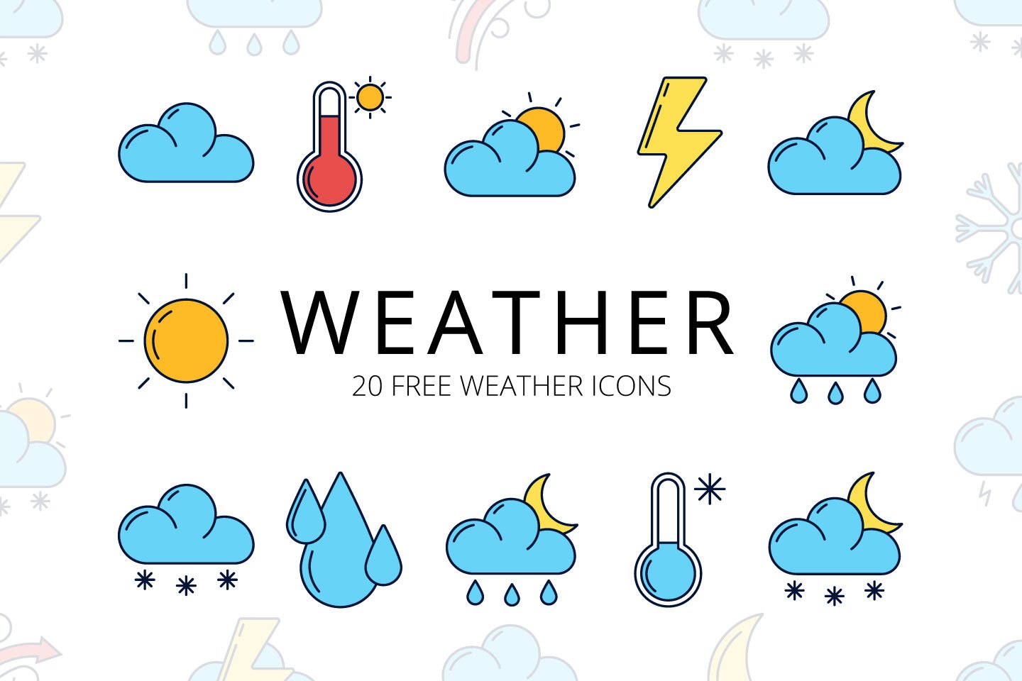 Weather Free Vector Icon Set 1440x960 Weather Free Vector Icon Set