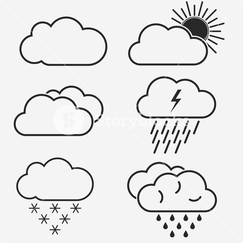 Weather Vector Line Icons Symbols Of The Sun, Clouds, Snowflakes 1000x1000 Weather Vector Line Icons Symbols Of The Sun, Clouds, Snowflakes
