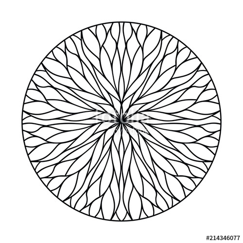 500x500 Round Mandala Ornament From Flowing Lines Nature Weave Vector