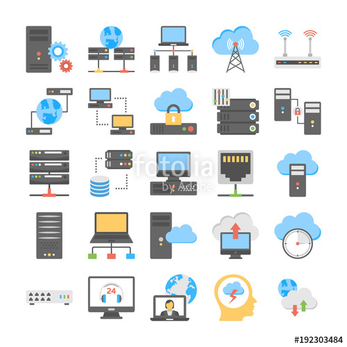500x500 Web Hosting And Cloud Computing Process Flat Vectors Stock Image
