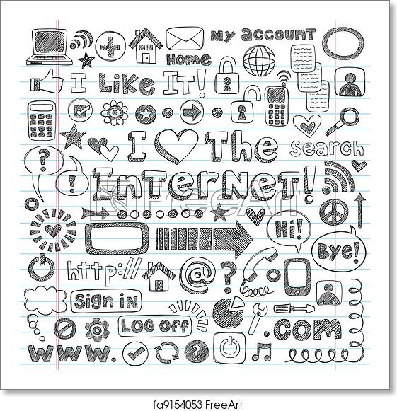 561x581 Free Art Print Of Internet Web Doodle Icon Vector Set Web