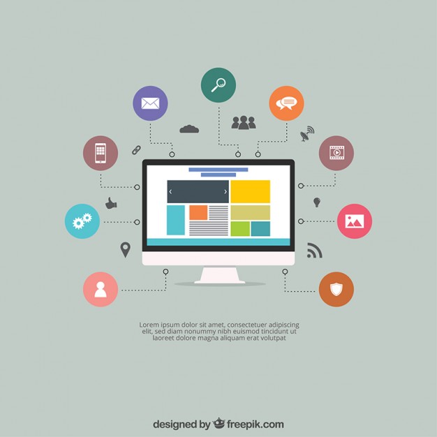 626x626 Screen With A Website And Icons Vector Free Download