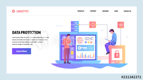 500x282 Vector Web Site Gradient Design Template Data Protection, Cyber