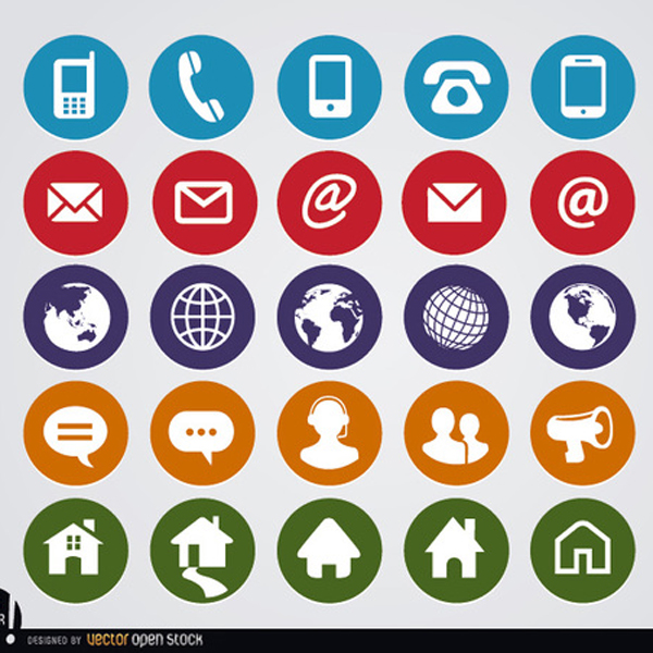 600x600 Round Web Contact Icons Set Free Vector Free Icon Packs Ui
