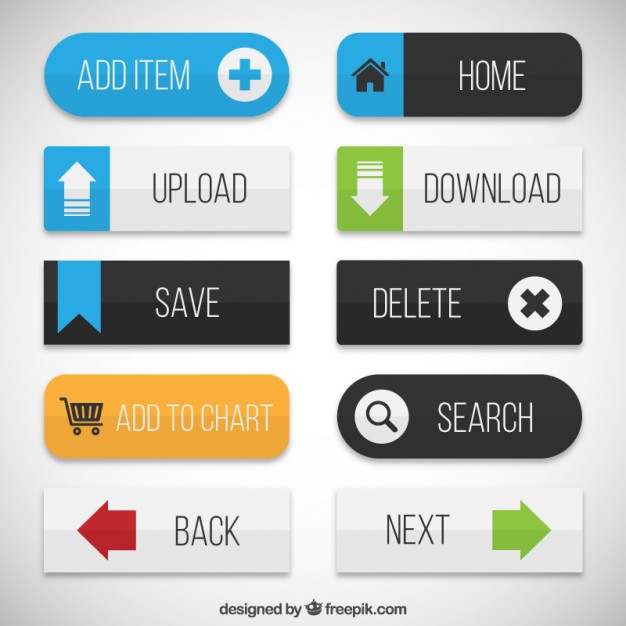 626x626 Flat Web Buttons Vector Free Download