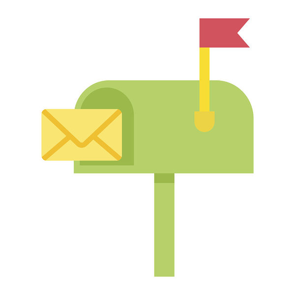 600x600 Mailbox Flat Icon, Letter And Website Button, Vector Graphics