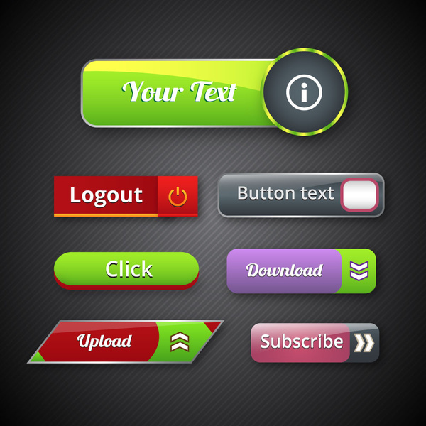 600x600 Website Buttons Vector Design With Various Shapes Free Vector