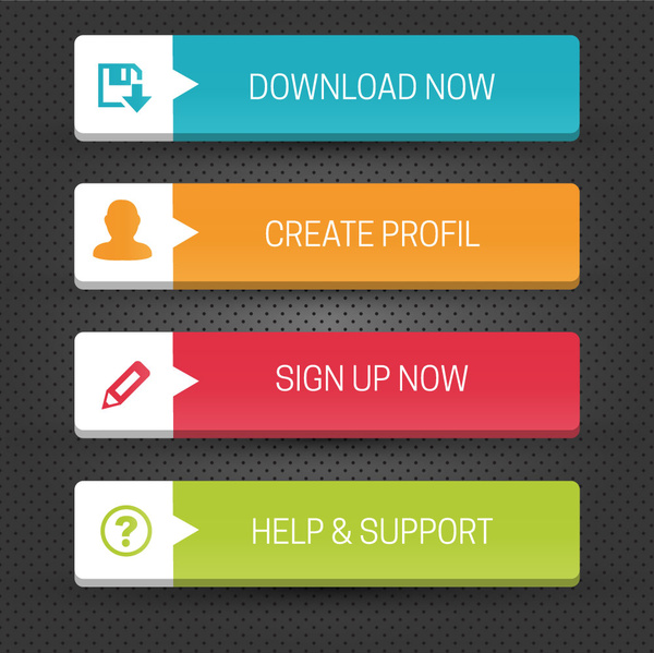 600x599 Website Ui Buttons Vector Illustration With Horizontal Style Free