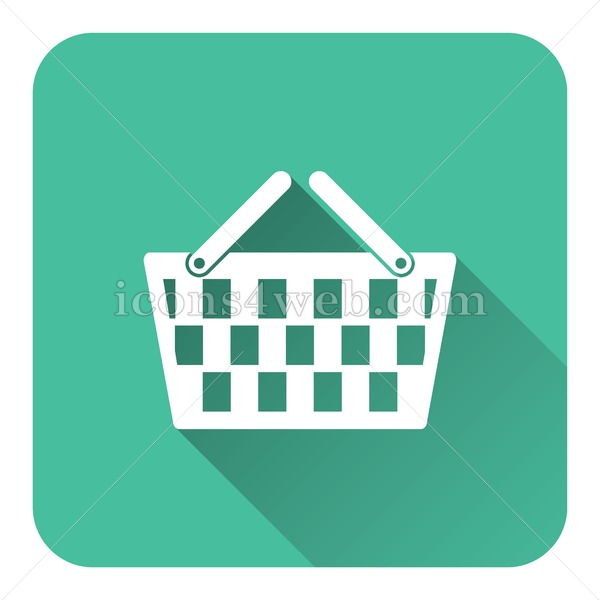 600x600 Shopping Basket Flat Icon With Long Shadow Vector