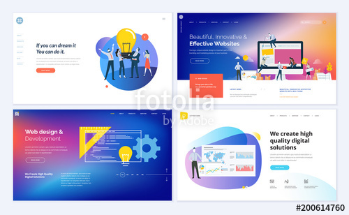 500x308 Set Of Creative Website Template Designs Vector Illustration