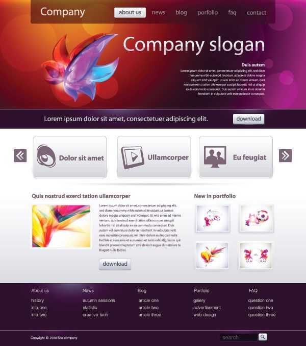 600x677 Simple Web Design Template Vector Material Two Research Website