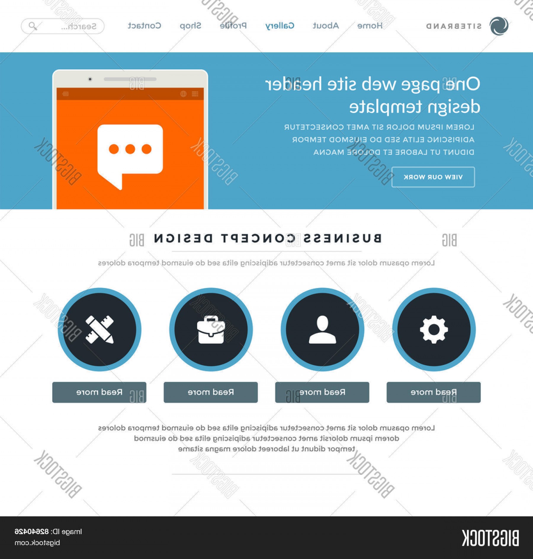 1800x1886 Stock Vector Website Template Landing One