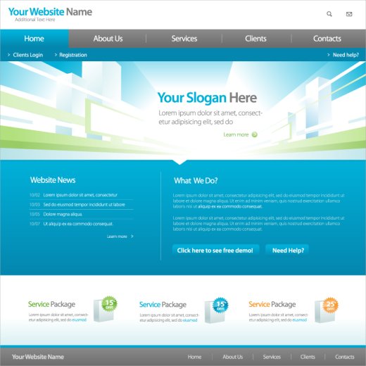 520x520 Free Vector Website Templates