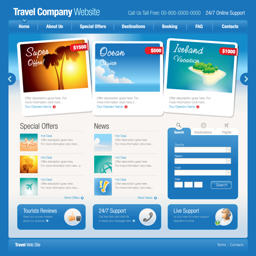 500x500 Blue Styles Travel Website Template Vector Free Download