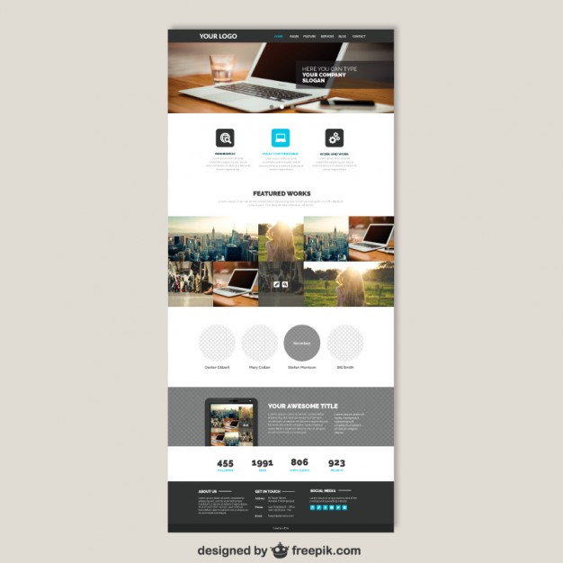 626x626 Business Website Template Vector Free Download