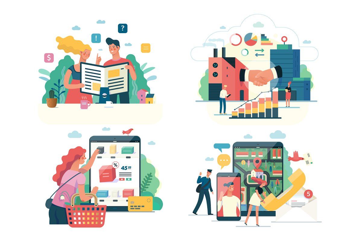 1200x800 Company Website Vector Illustrations