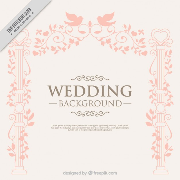 626x626 Hand Drawn Elegant Decoration With Birds Wedding Background Vector