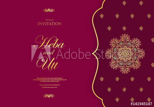500x347 Wedding Or Invitation Card Vintage Style With Crystals Abstarct