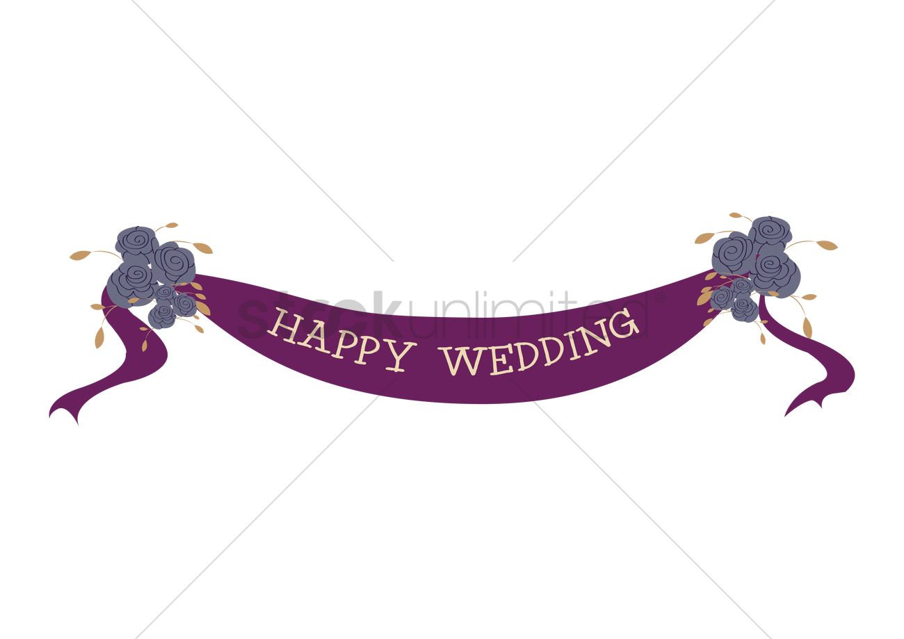 Happy Wedding Banner Vector Image 1300x919 Happy Wedding Banner Vector Image