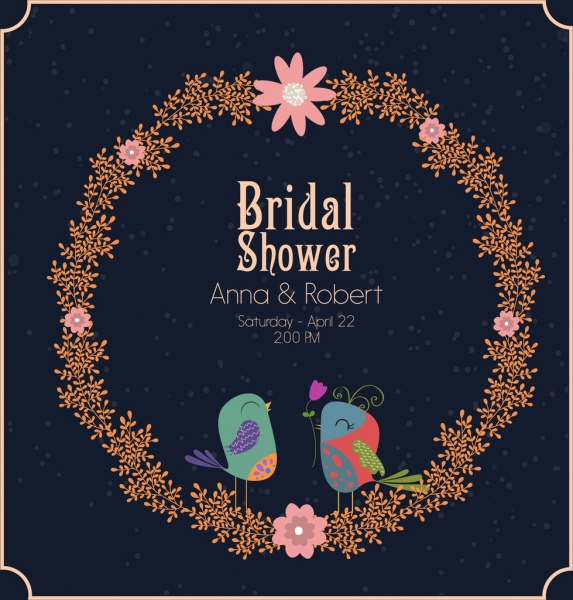 Wedding Banner Template Wreath Birds Icon Cartoon Design Free 573x600 Wedding Banner Template Wreath Birds Icon Cartoon Design Free