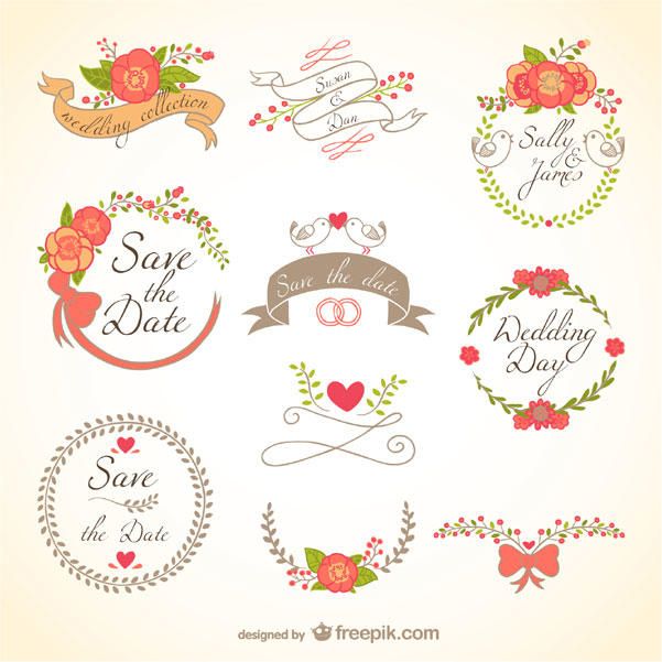 Floral Wedding Decorations Badges, Banners Vector Art Resources 601x601 Floral Wedding Decorations Badges, Banners Vector Art Resources