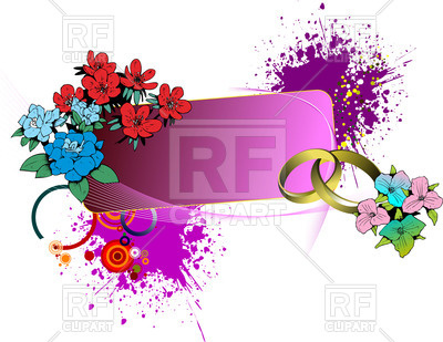 Floral Wedding Banner With Rings And Paint Blobs Vector Image 400x309 Floral Wedding Banner With Rings And Paint Blobs Vector Image