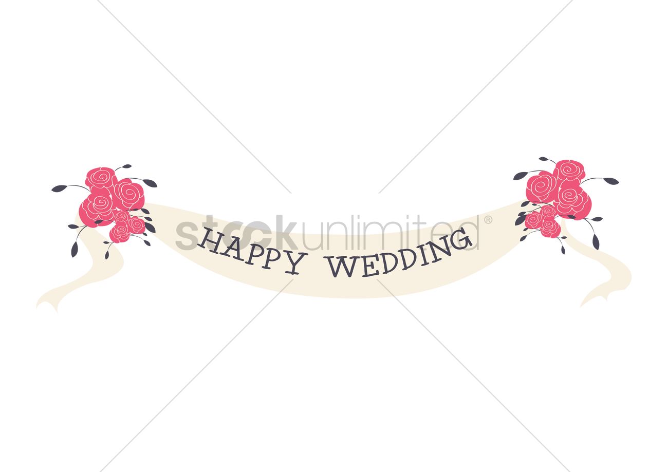 Happy Wedding Banner Vector Image 1300x919 Happy Wedding Banner Vector Image