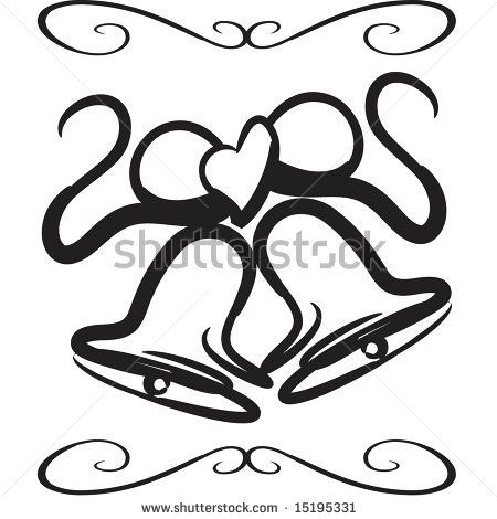 Vector Drawing Of Wedding Bells, With Cute Heart Ribbon And Scroll 450x470 Vector Drawing Of Wedding Bells, With Cute Heart Ribbon And Scroll