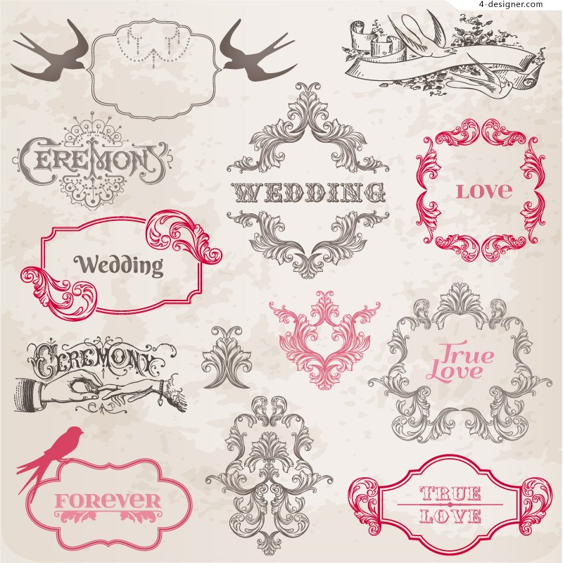 800x800 Designer Vintage Wedding Floral Border Vector Material