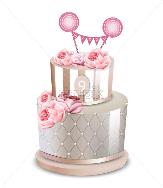 Wedding Cake Vector Realistic Anniversary, Birthday, Ceremony 520x600 Wedding Cake Vector Realistic Anniversary, Birthday, Ceremony