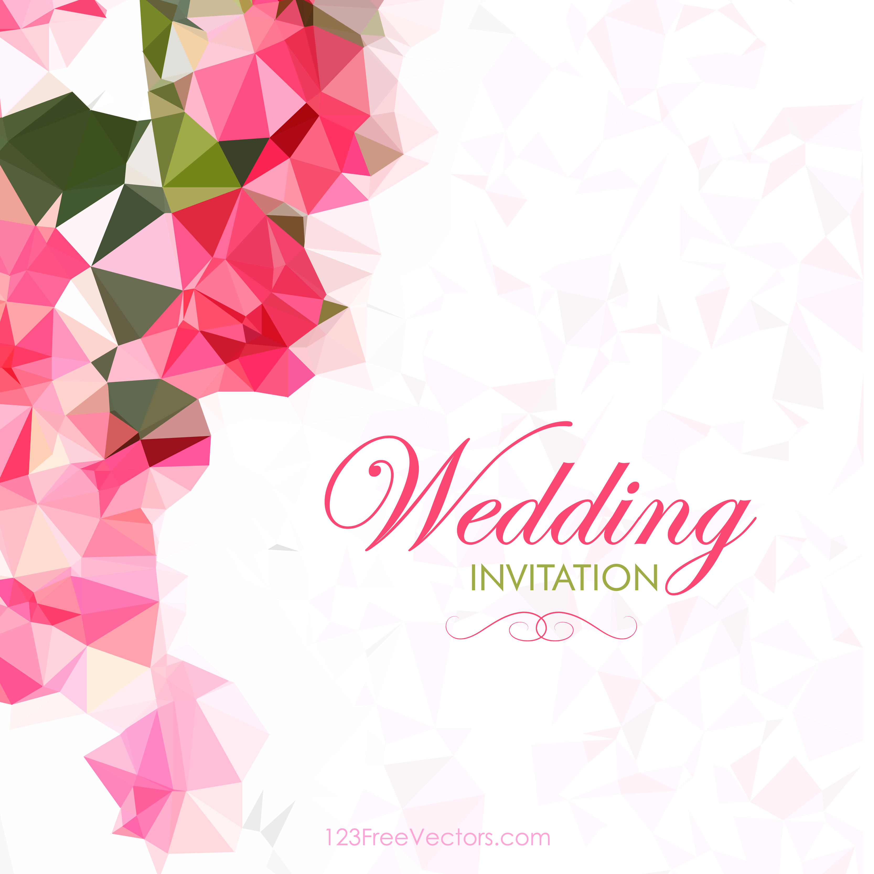 Abstract Pink Polygonal Wedding Card Template 3333x3333 Abstract Pink Polygonal Wedding Card Template