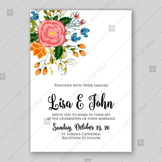 Wedding Invitation Card Vector Template With Tiny Roses Background 540x540 Wedding Invitation Card Vector Template With Tiny Roses Background