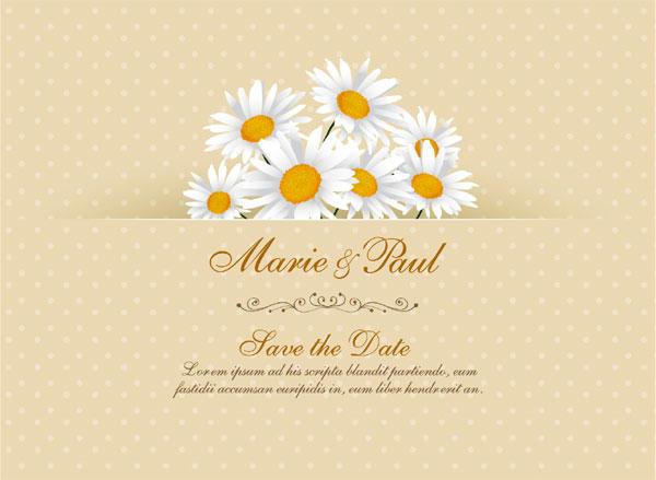 Daisy Flower Wedding Invitation Card Vector Template 600x439 Daisy Flower Wedding Invitation Card Vector Template