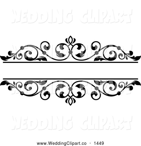 600x620 Vector Marriage Clipart Of A Black And White Floral Wedding Frame