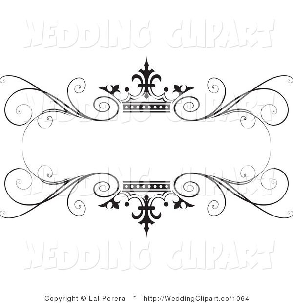 600x620 Vector Marriage Clipart Of A Wedding Ornate Black Swirl And Crown