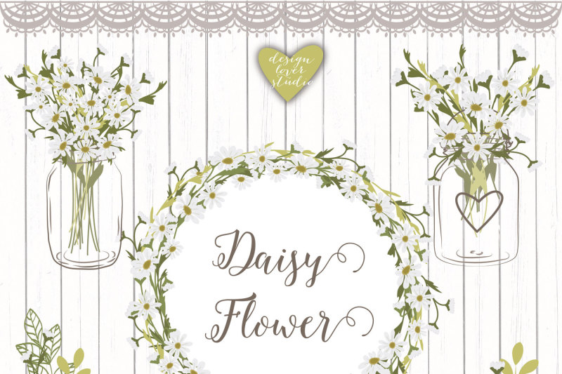 800x533 Vector Rustic Daisy Wedding Clipart, Daisies Clipart, Hand Drawn