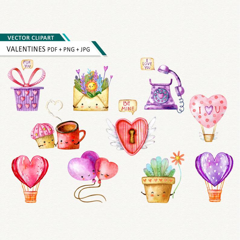 794x794 Watercolor Wedding Clipart Love Vector Clip Art Commercial Etsy