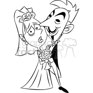 300x300 Black And White Vector Clipart Image Of Anonymous Wedding