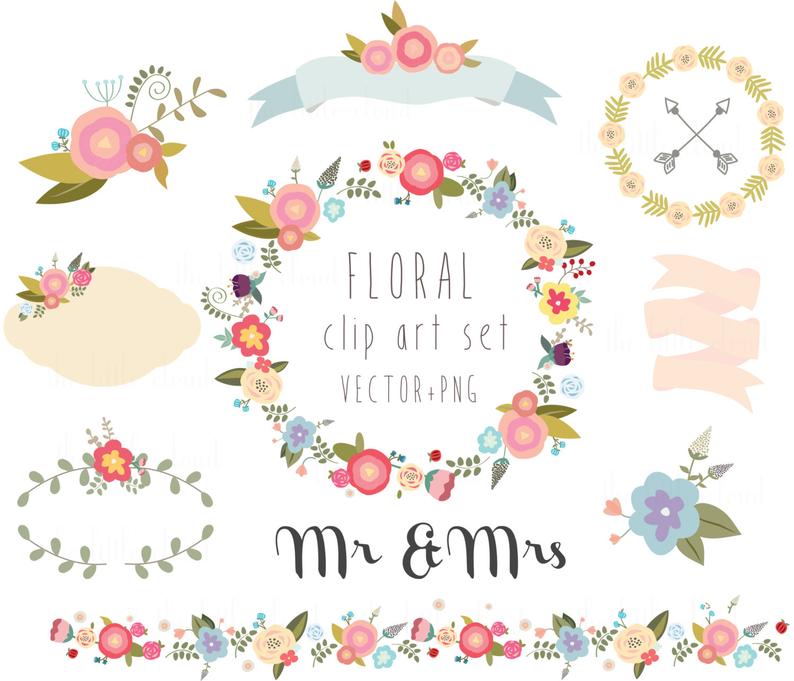 794x681 Floral Clipart Wedding Clipartvector Png Digital Wreath Etsy