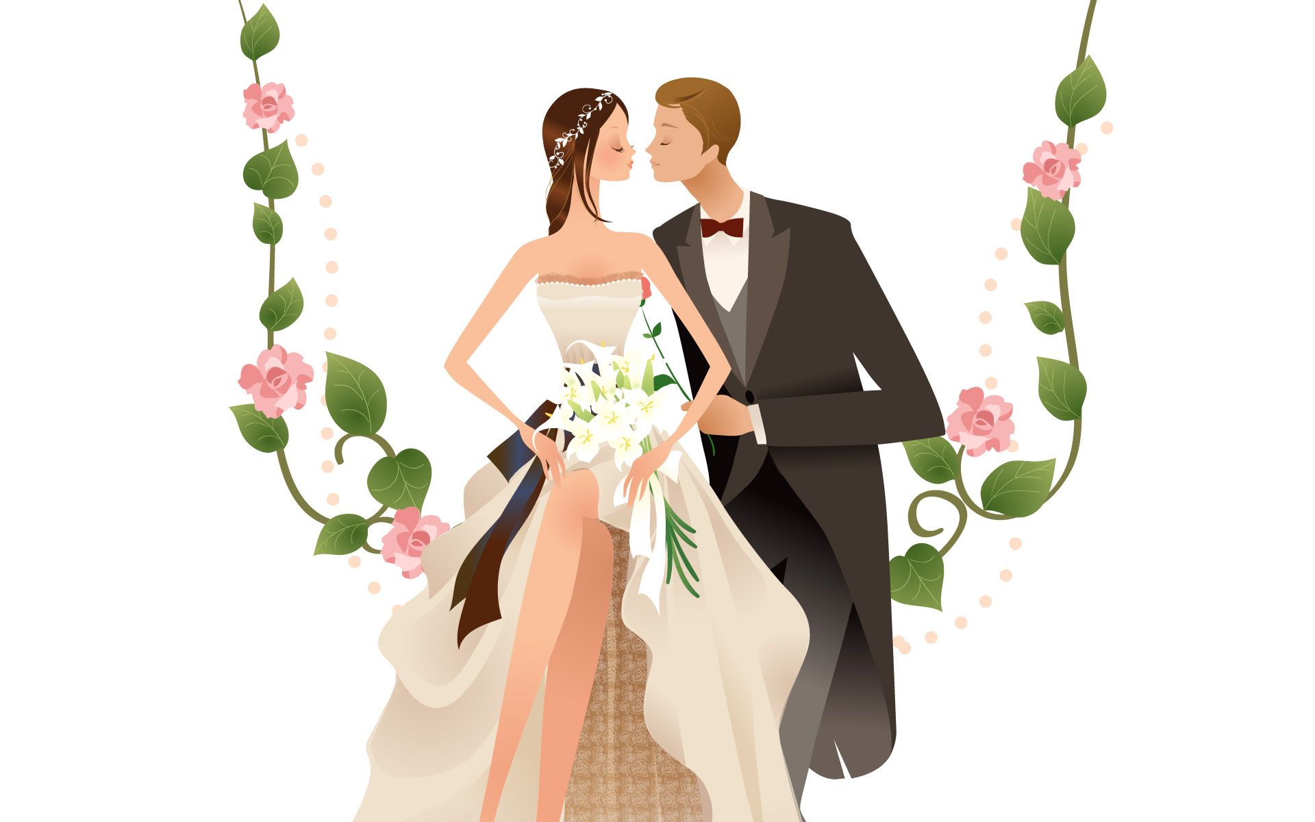 1920x1200 Images For Gt Cartoon Wedding Couple Vector Weddings Cartoon