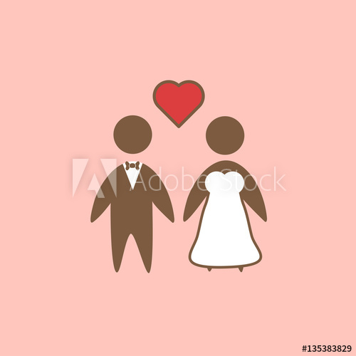 500x500 Bride And Groom As Love Wedding Couple Vector Icon Isolated